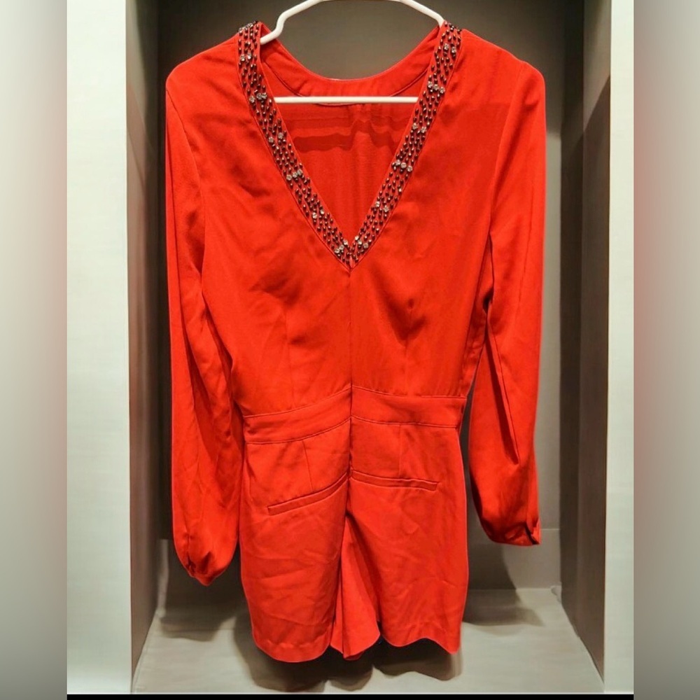 Guess Vibrant Red classy business romper size 2 / pit to pit 15in length 30in